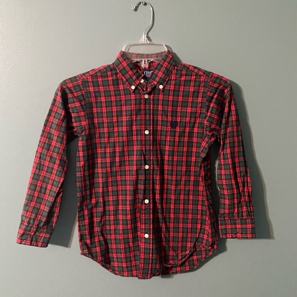 Size 7 boys Chaps plaid button down shirt